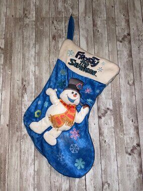 Frosty The Snowman Christmas Holiday Stocking Hanging Loop 19" Kurt Adler Blue